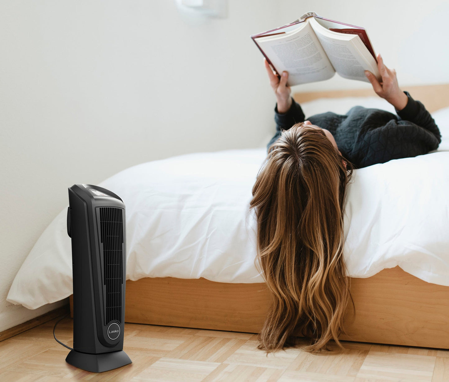 Lasko 1500W Oscillating Ceramic Tower Heater with Remote Control, 751321, Black