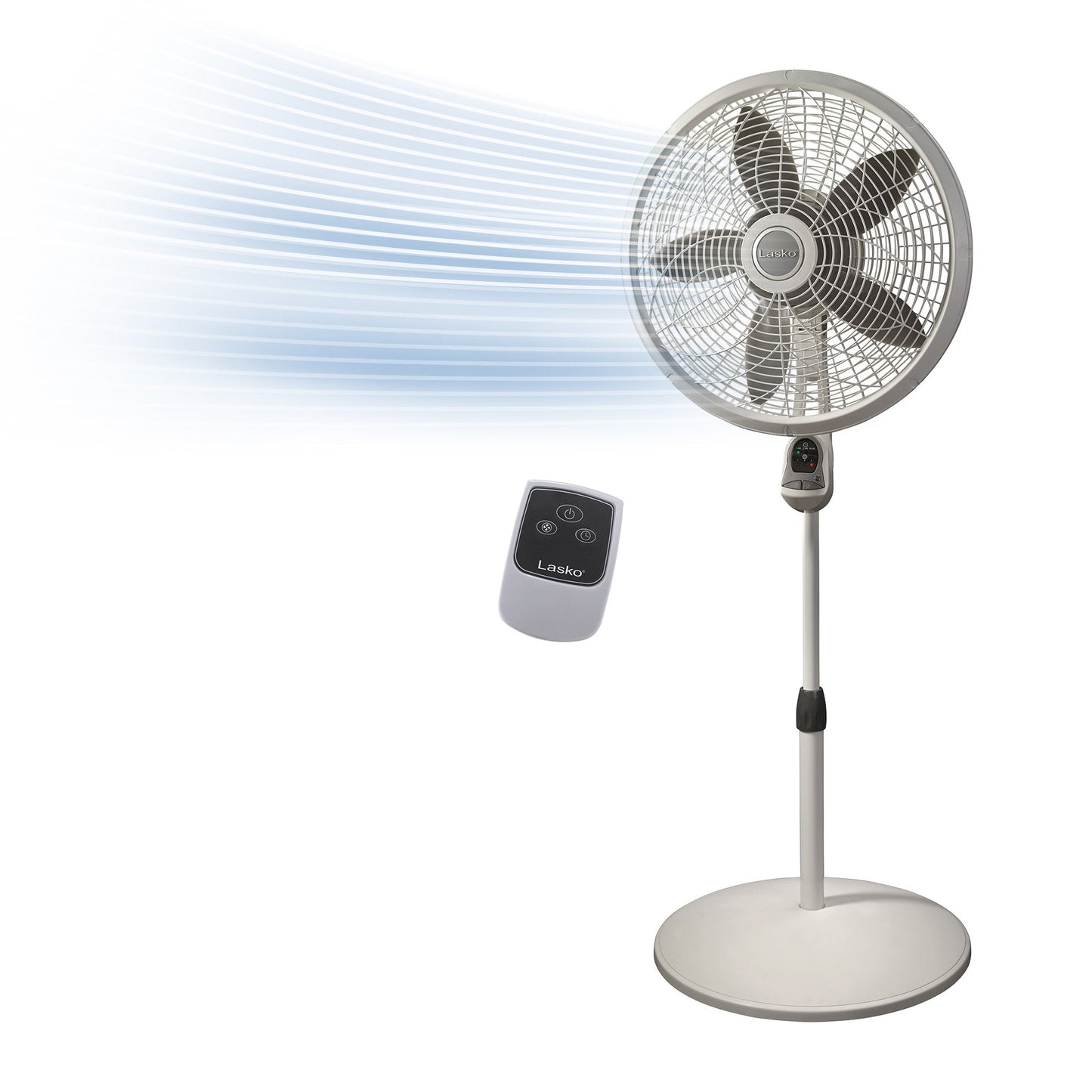 Lasko 18" 3-Speed Elegance & Performance Pedestal Fan with Remote, 1850, White