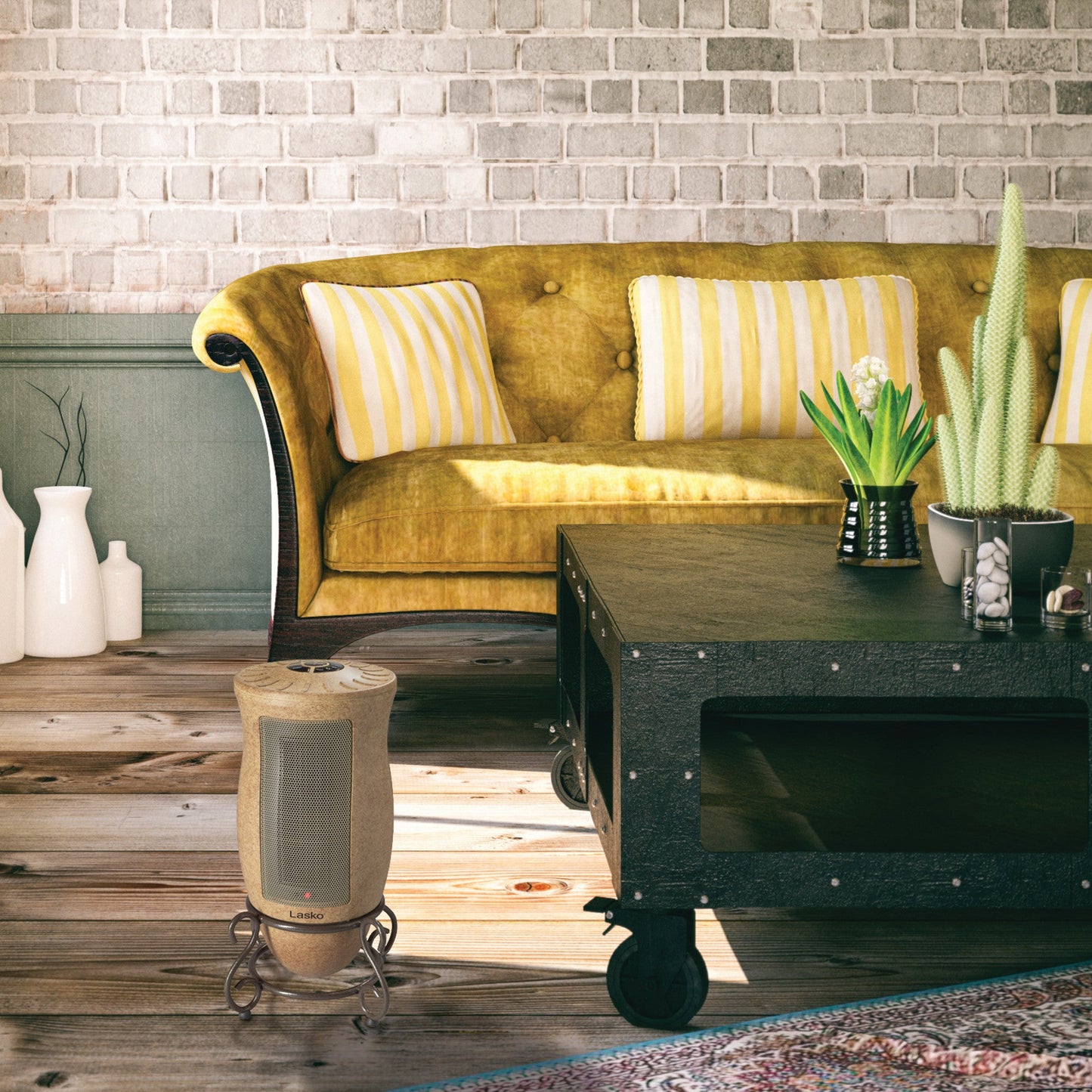 Lasko 1500-Watt Designer Series Oscillating Electric Ceramic Space Heater with Timer and Adjustable Thermostat, Beige, 6405