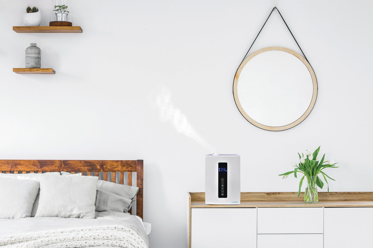 Lasko Quiet Ultrasonic Digital Warm and Cool Mist Humidifier, UH300, White