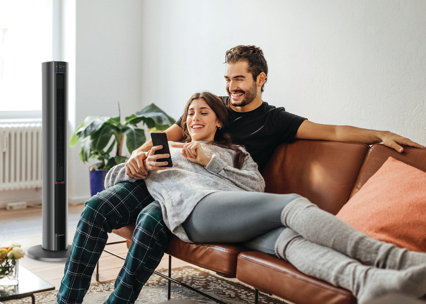 Lasko All Season Tower Fan and Space Heater with Remote, FH515, Black