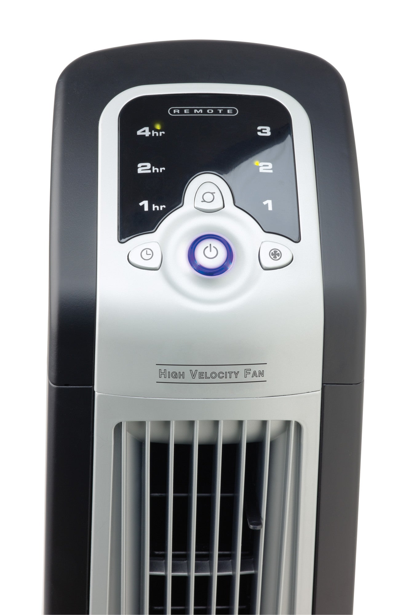 Lasko Oscillating High Velocity Tower Fan with Remote, U35102, Black/Silver