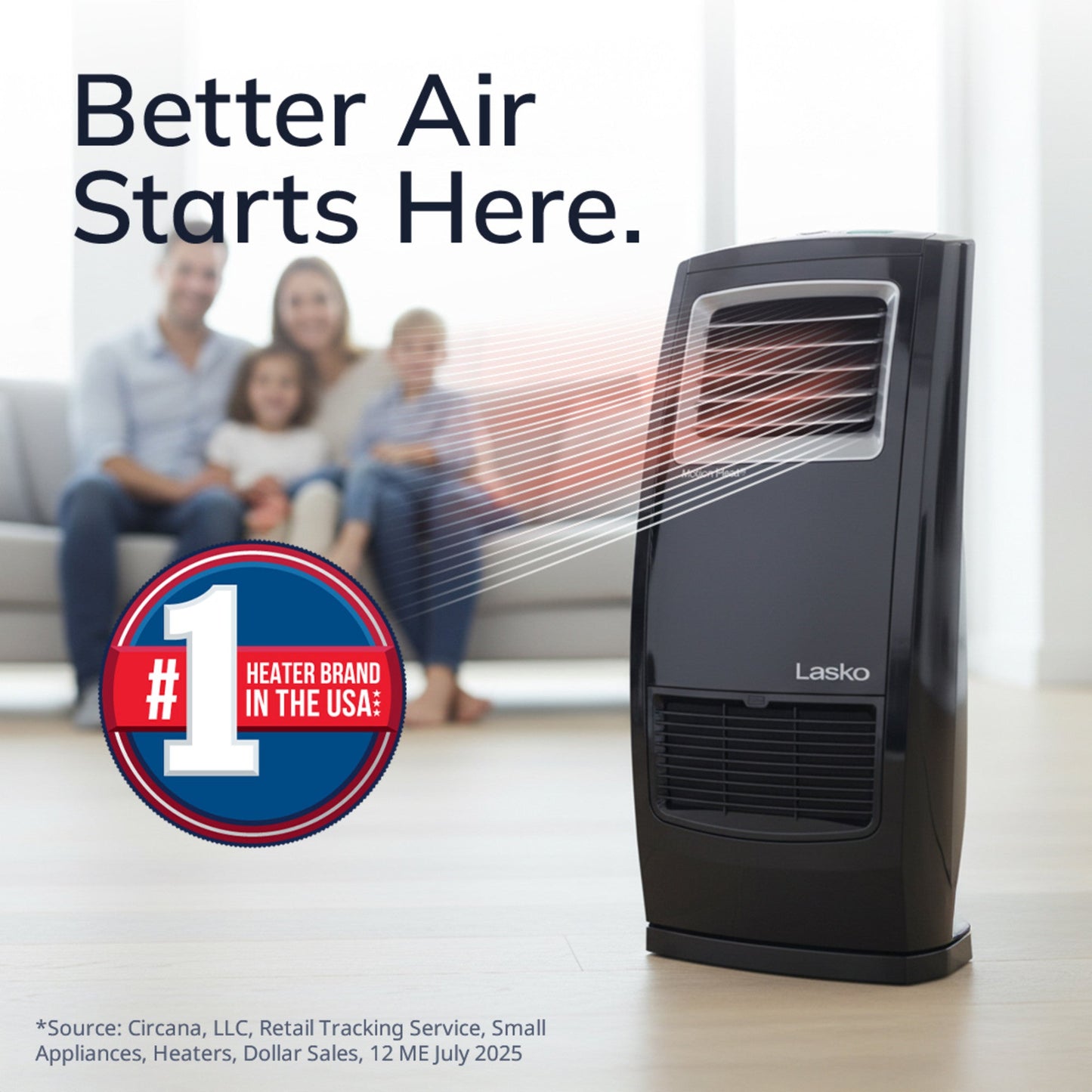 Lasko 1500W Motion Heat Whole Room Ceramic Space Heater with Remote, CC23161, Black