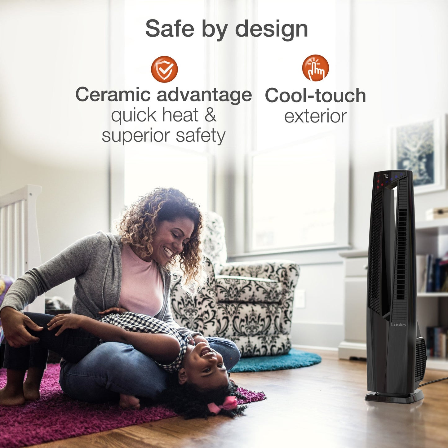 Lasko 1500W Electric Oscillating All Season Tower Fan and Space Heater with Remote, FHV801, Black