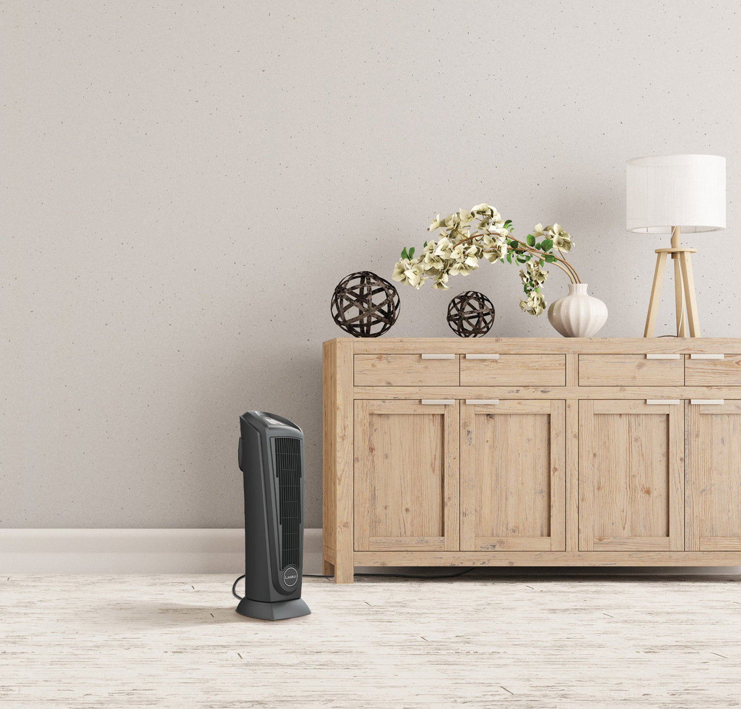 Lasko 1500W Oscillating Ceramic Tower Heater with Remote Control, 751321, Black