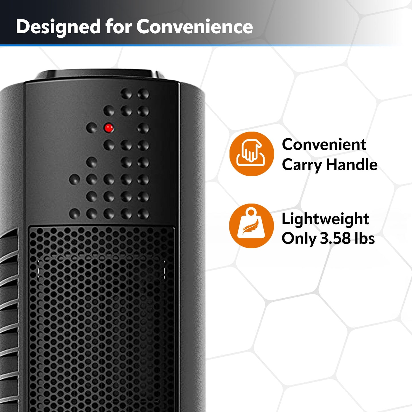 Lasko Oscillating Ultra Slim Electric Tower Space Heater with 2 Speeds, CT14101, Black