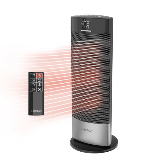 Lasko Ellipse CT18950 Ceramic Tower Space Heater with Remote Control, Black