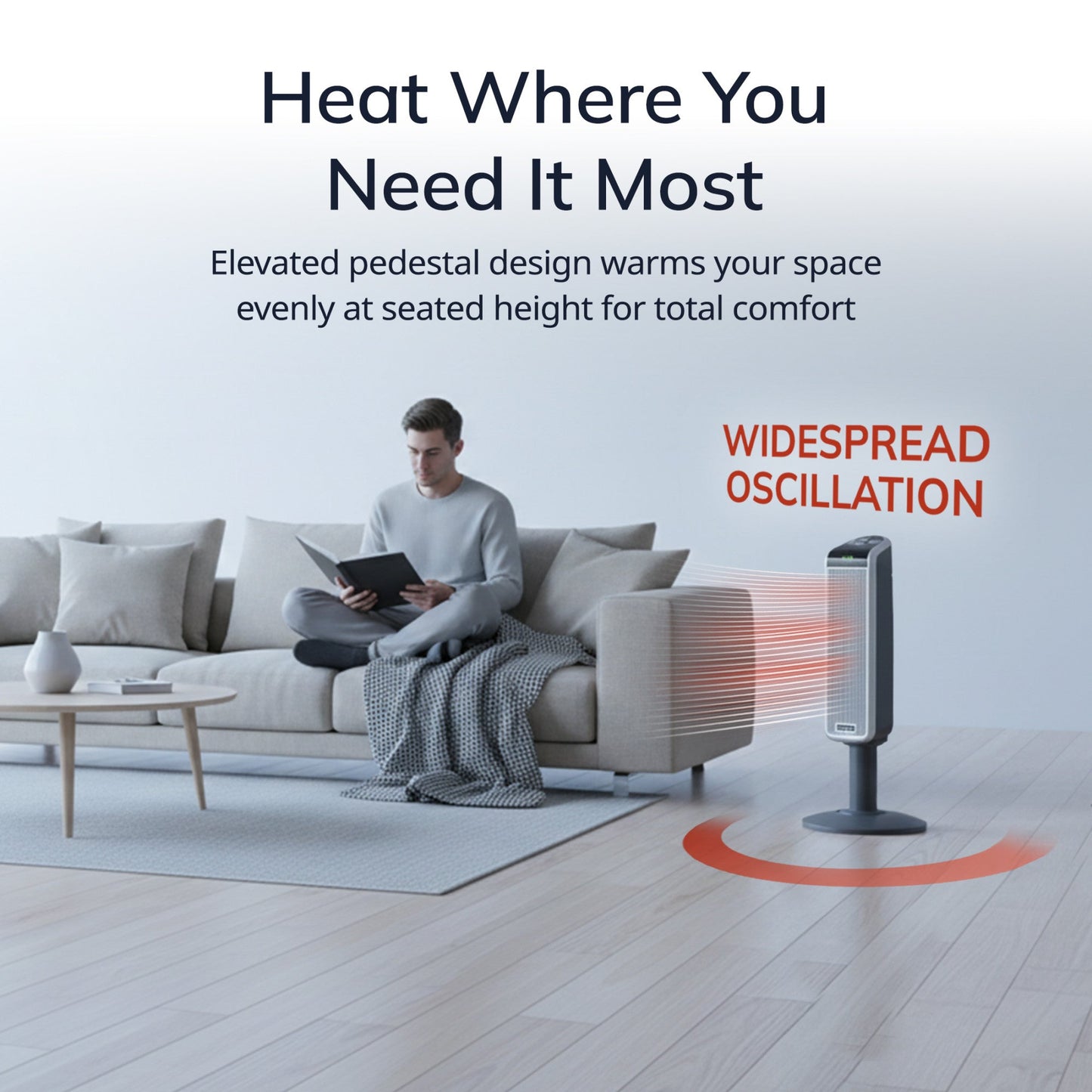 Lasko 1500W Electric Ceramic Pedestal Space Heater with Remote, 5397, Black