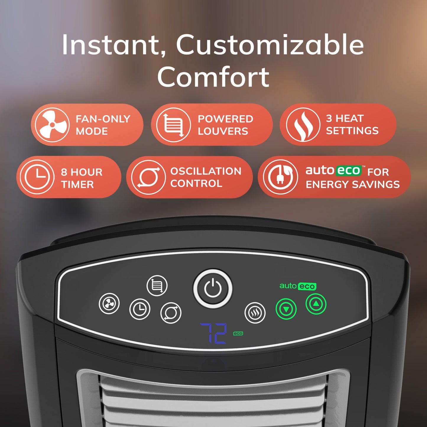 Lasko 1500W Motion Heat Whole Room Ceramic Space Heater with Remote, CC23161, Black