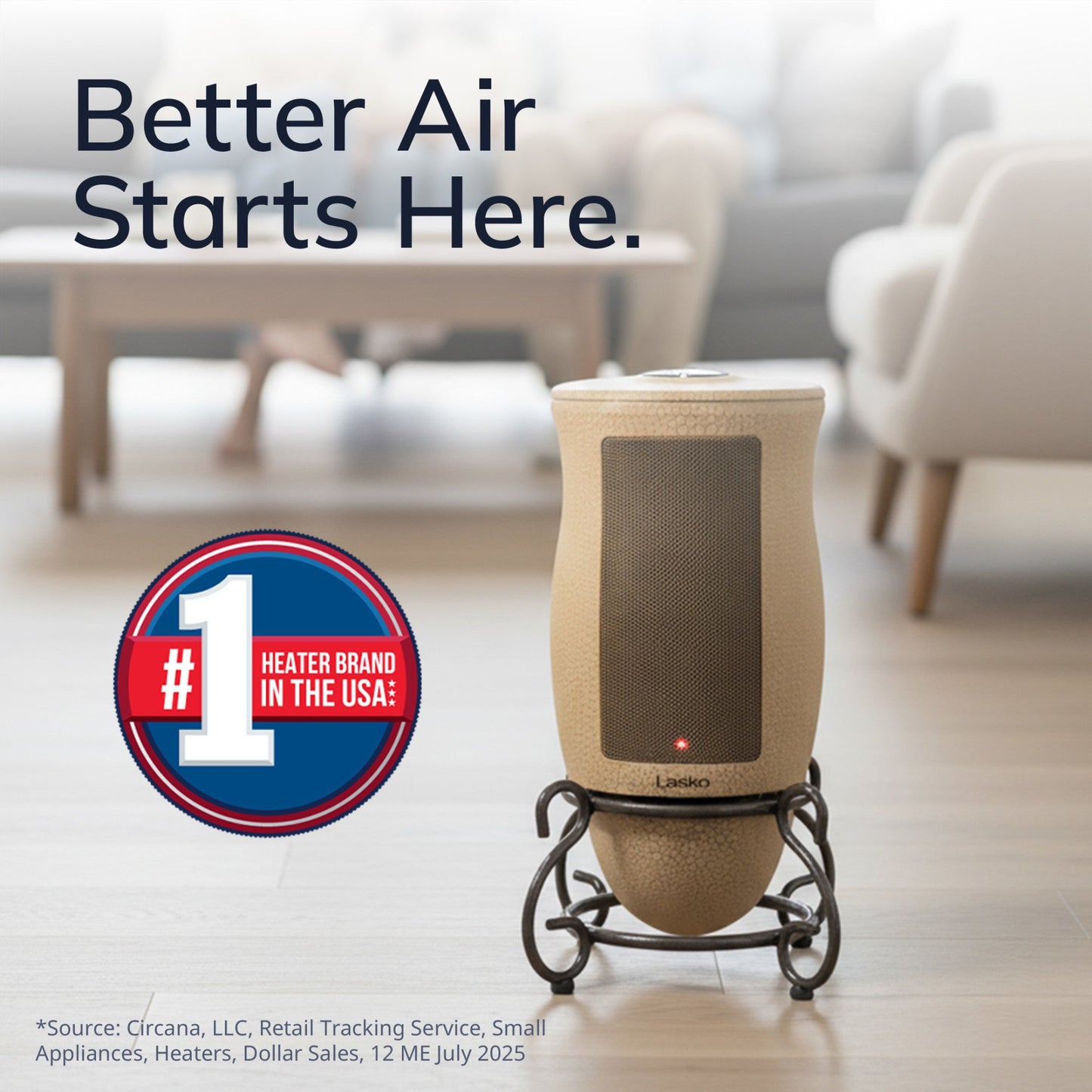 Lasko 1500W Electric Designer Series Ceramic Space Heater with Remote, 6435, Beige