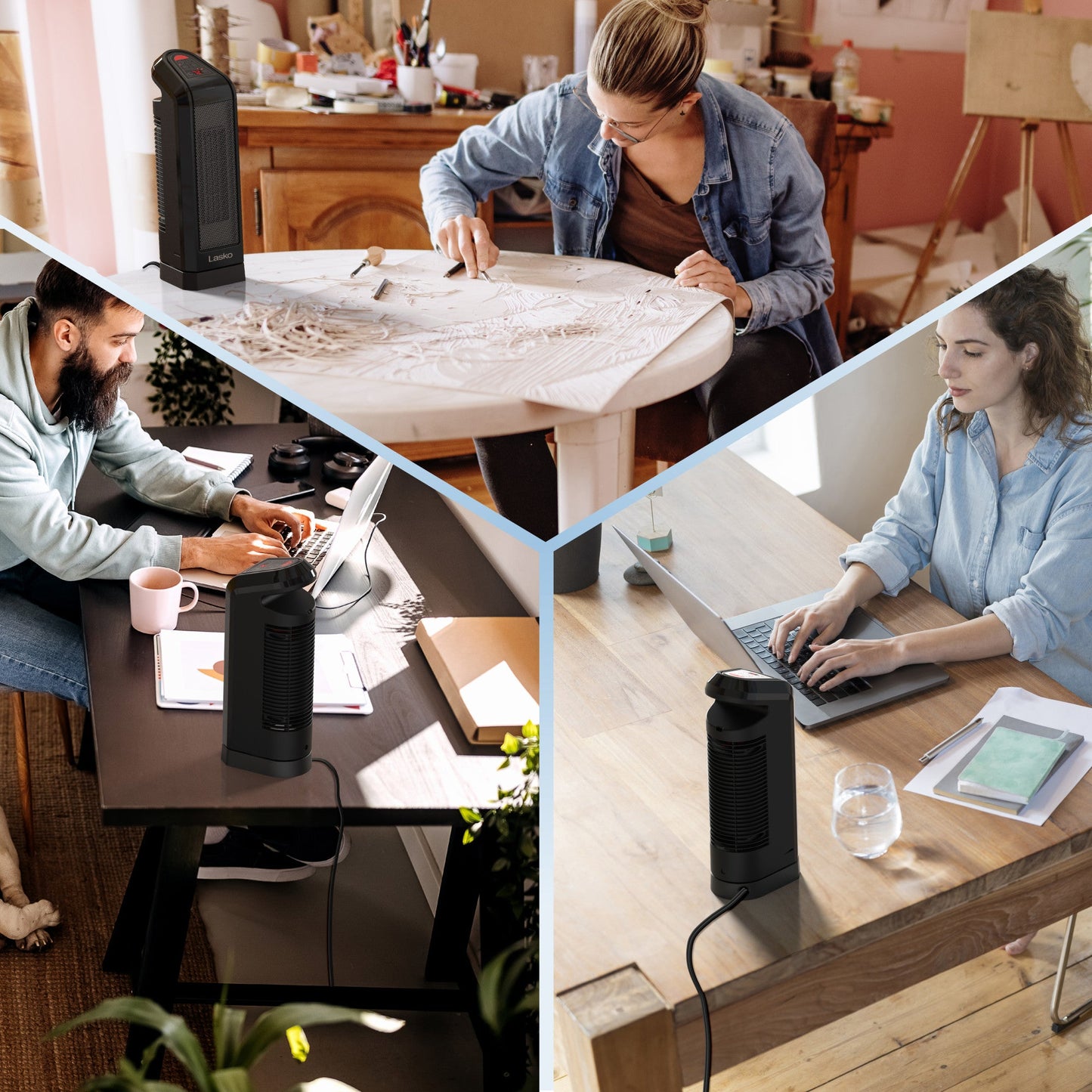 Lasko 1500W Ceramic Tower Space Heater with Remote, CT16670, Black