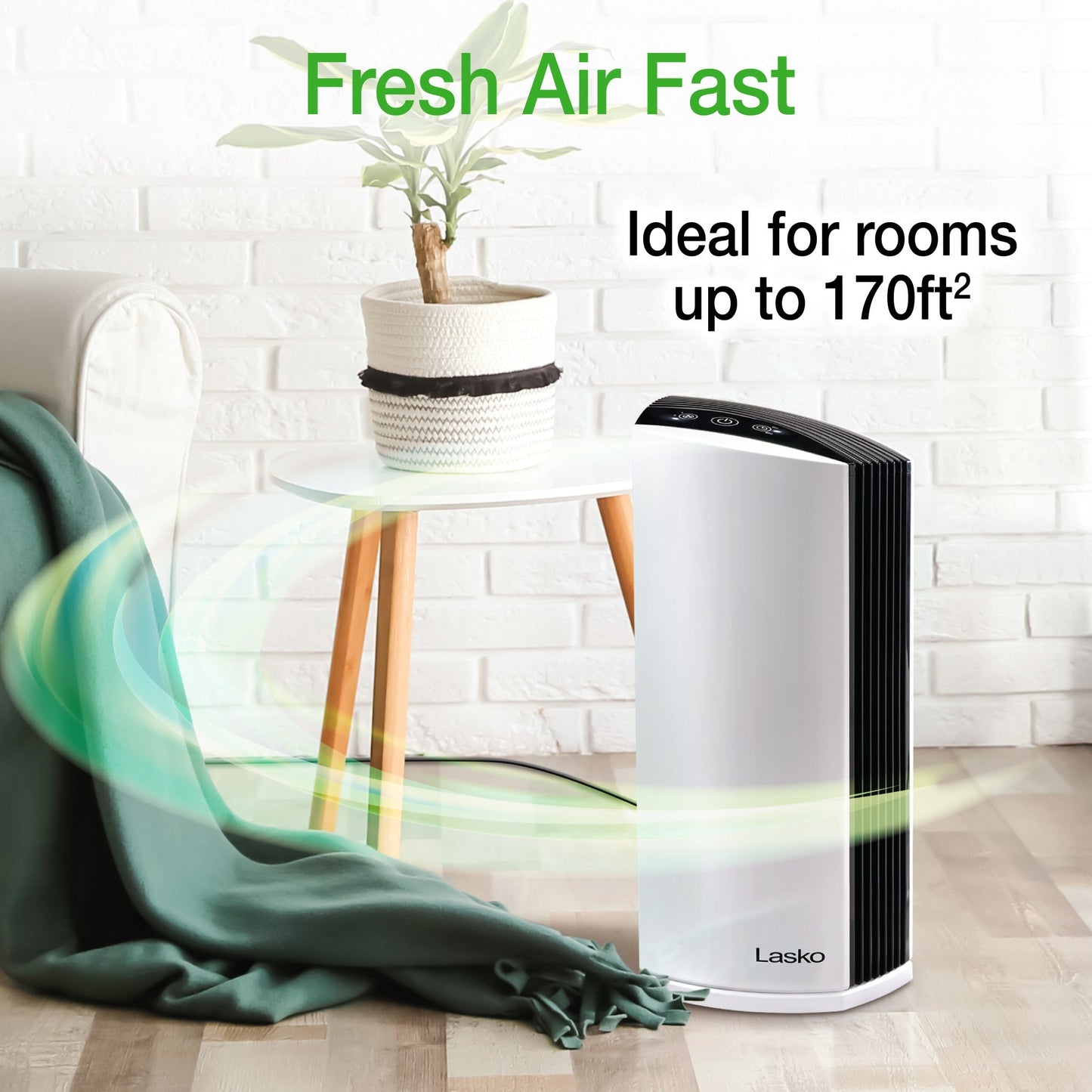 Lasko True HEPA Room Air Purifier with Timer, LP300, White