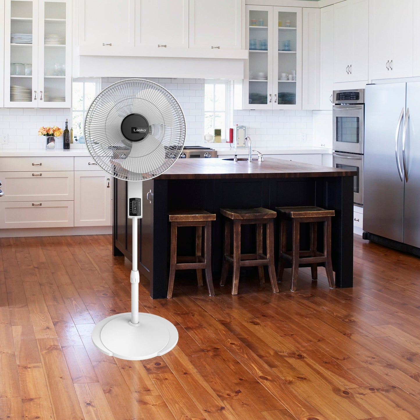 Lasko S16614 16" 4-Speed Oscillating Pedestal Fan with Remote Control: white