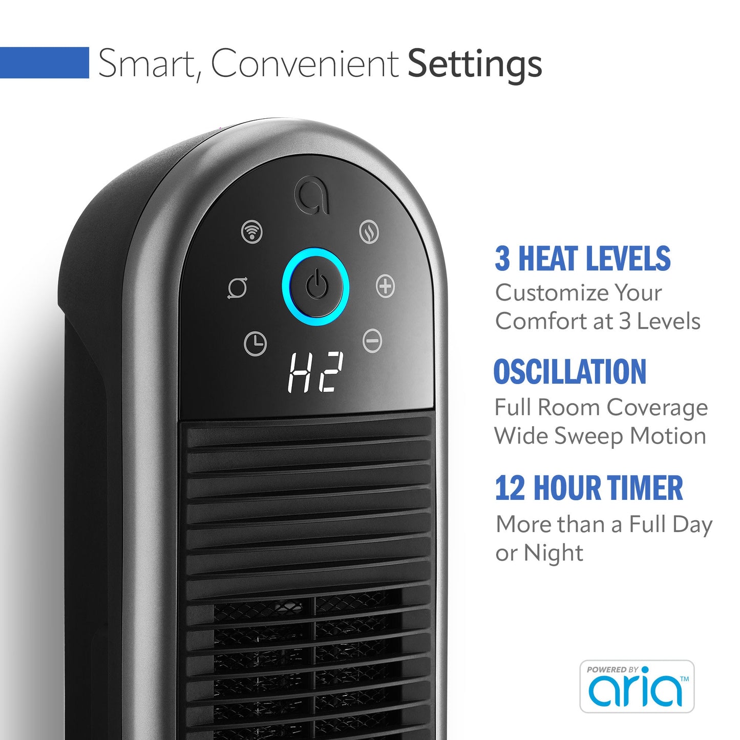 Lasko Aria? AR122 22" ThermaSMART Ceramic Tower Heater, Black