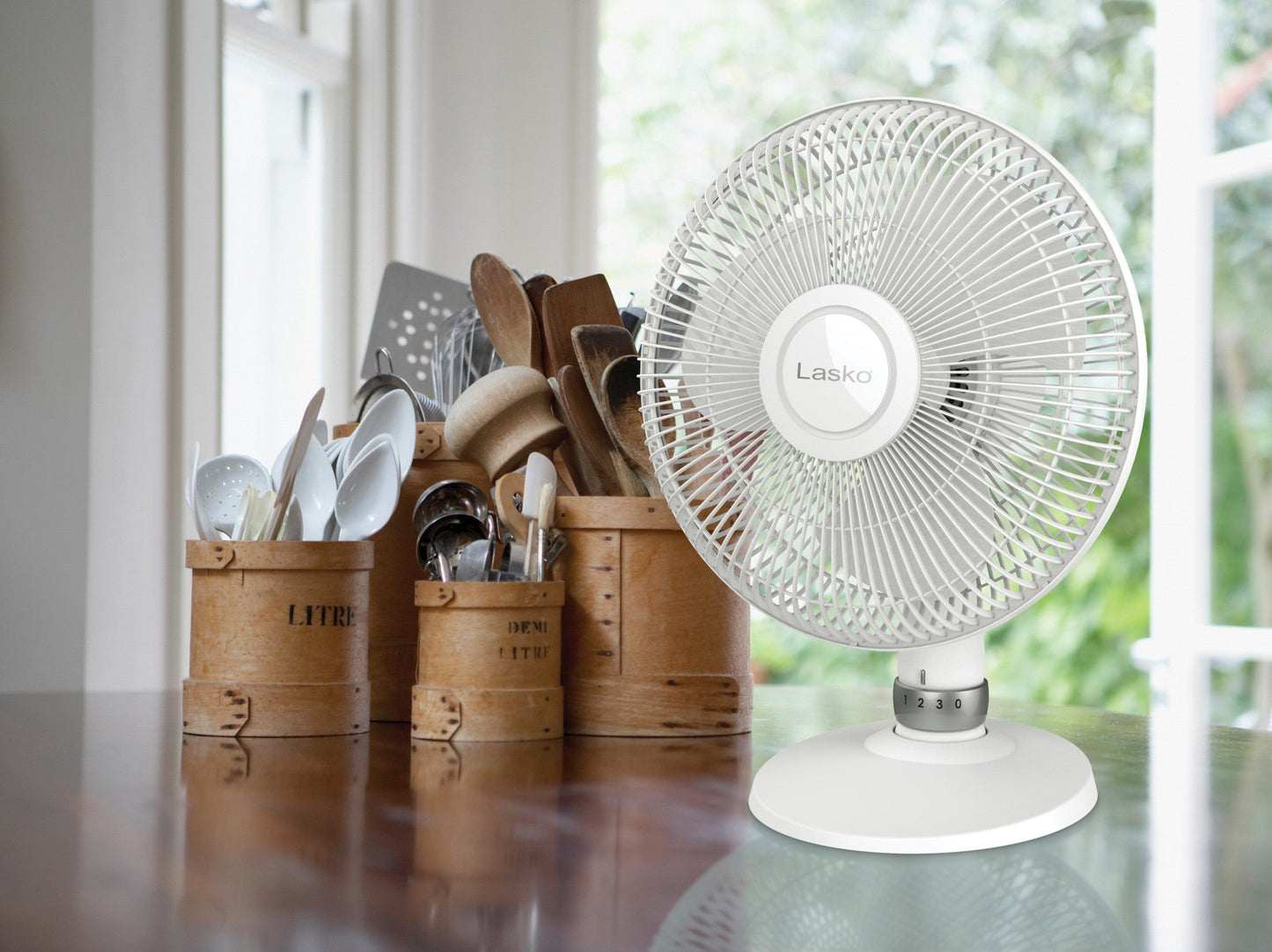 Lasko 12" Oscillating 3-Speed Personal Table Fan, D12225, White