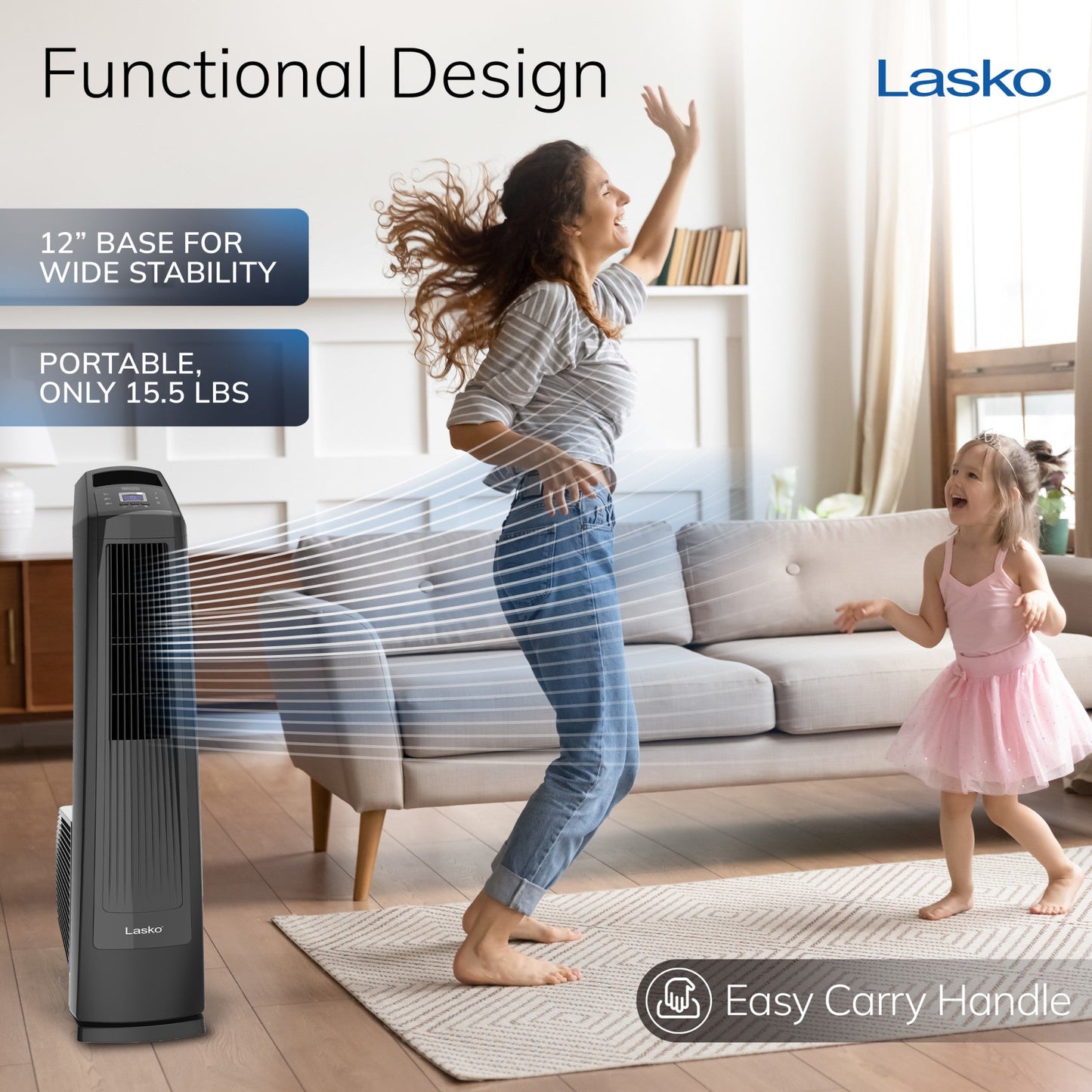 Lasko Oscillating High Velocity Fan with Remote Control, U35122, Black