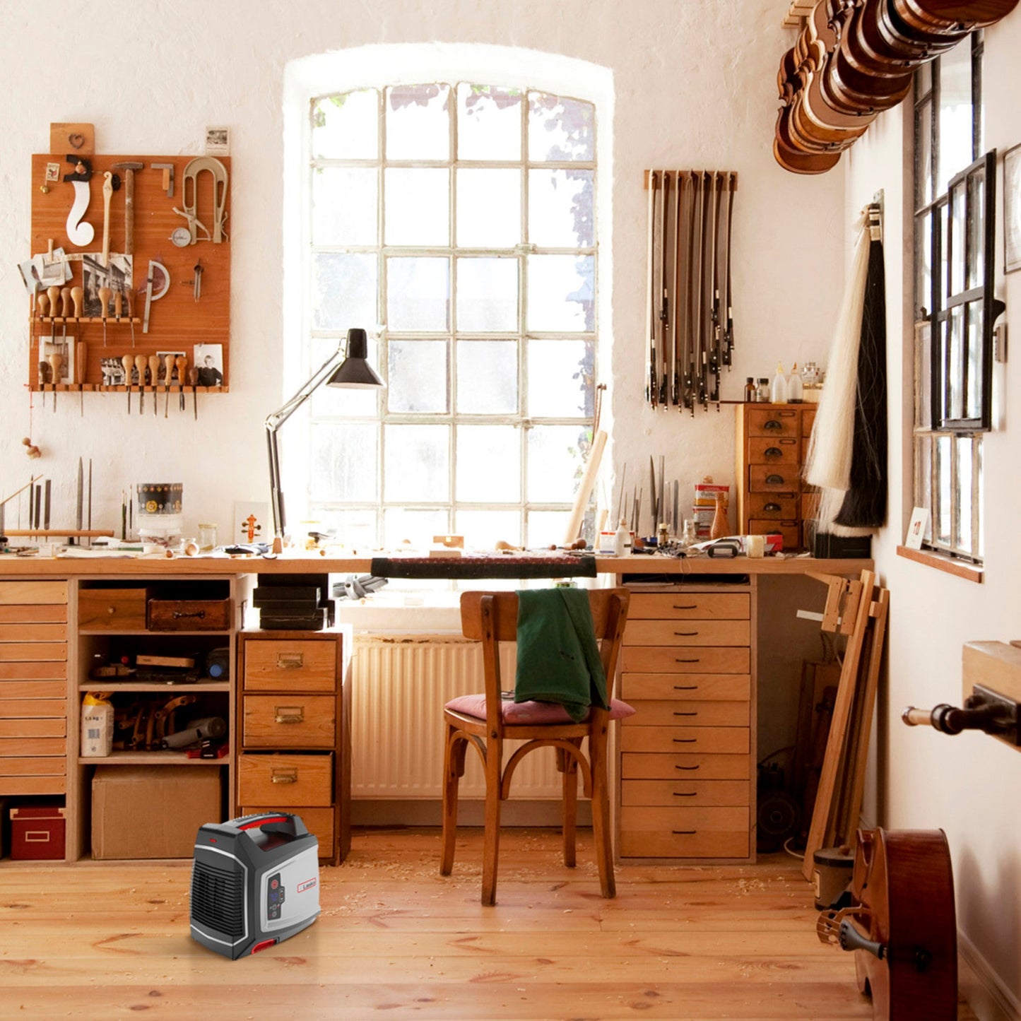 Lasko 1500W Elite Collection Ceramic Utility Space Heater with Timer, CU12510, Silver/Black