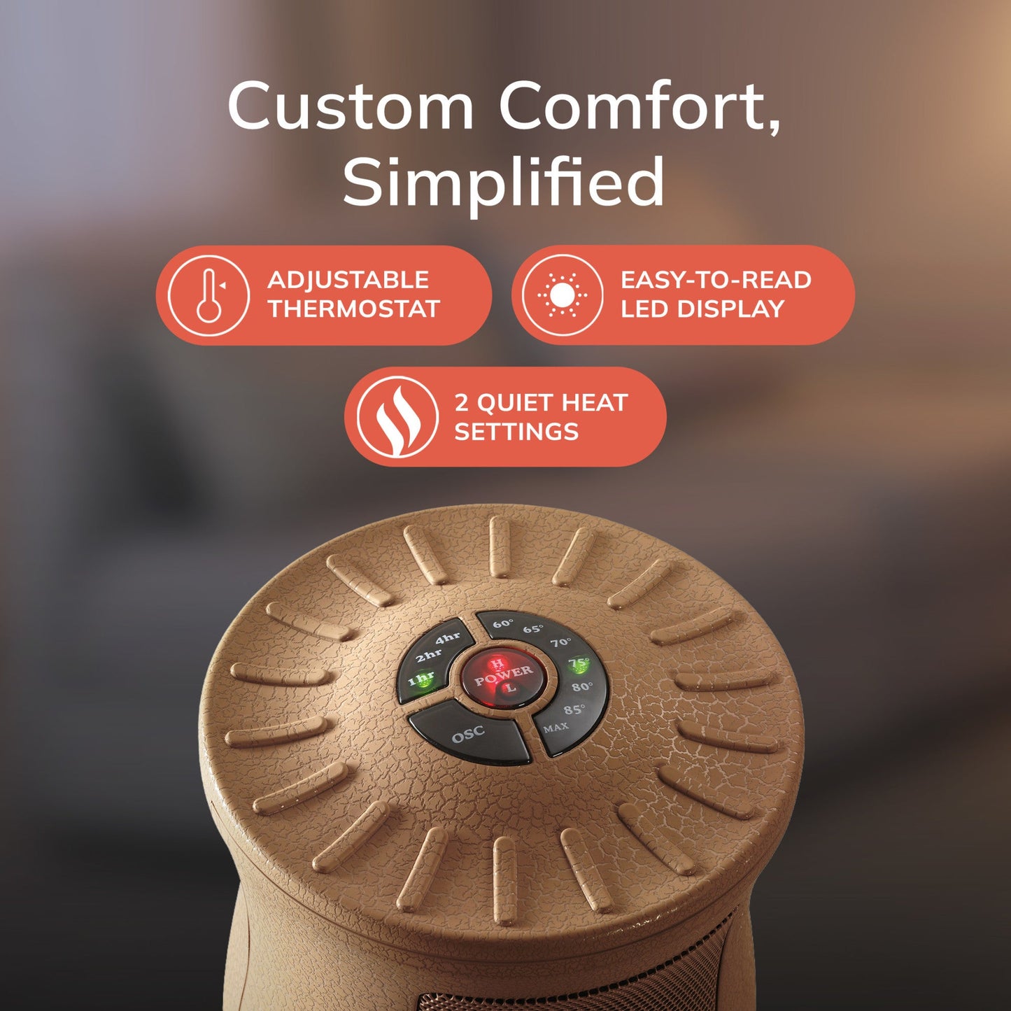 Lasko 1500W Electric Designer Series Ceramic Space Heater with Remote, 6435, Beige