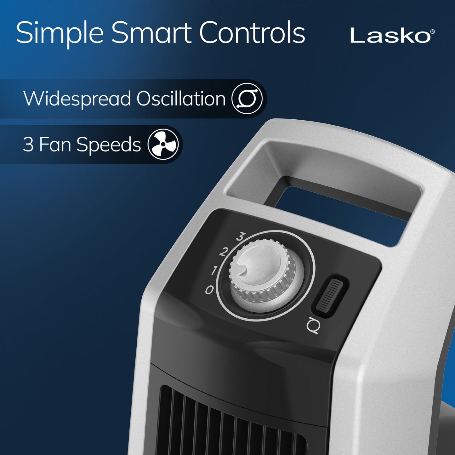 Lasko Oscillating High Velocity Tower Fan with 3 Speeds, U35105, Gray/Black