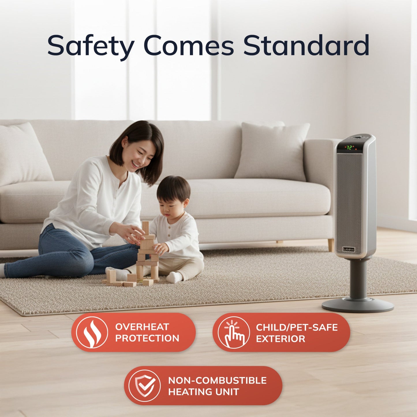 Lasko 1500W Electric Ceramic Pedestal Space Heater with Remote, 5397, Black