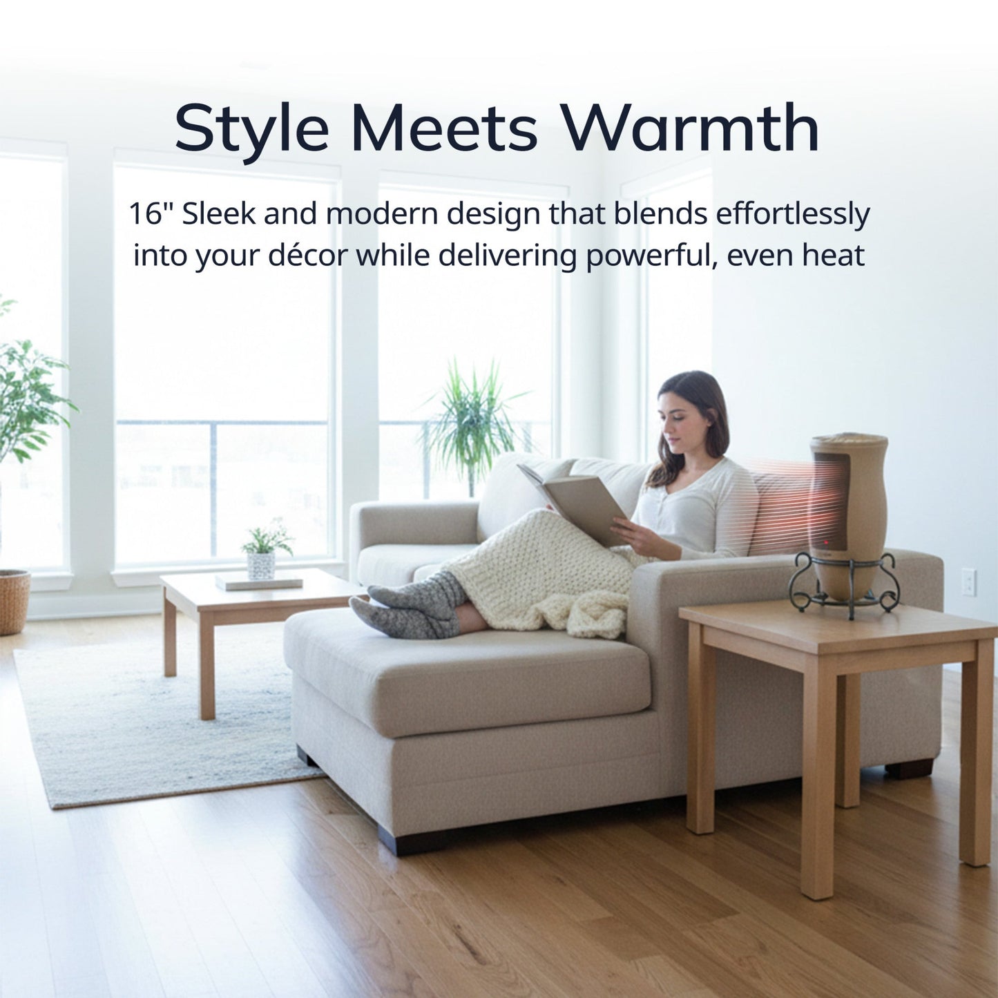 Lasko 1500W Electric Designer Series Ceramic Space Heater with Remote, 6435, Beige