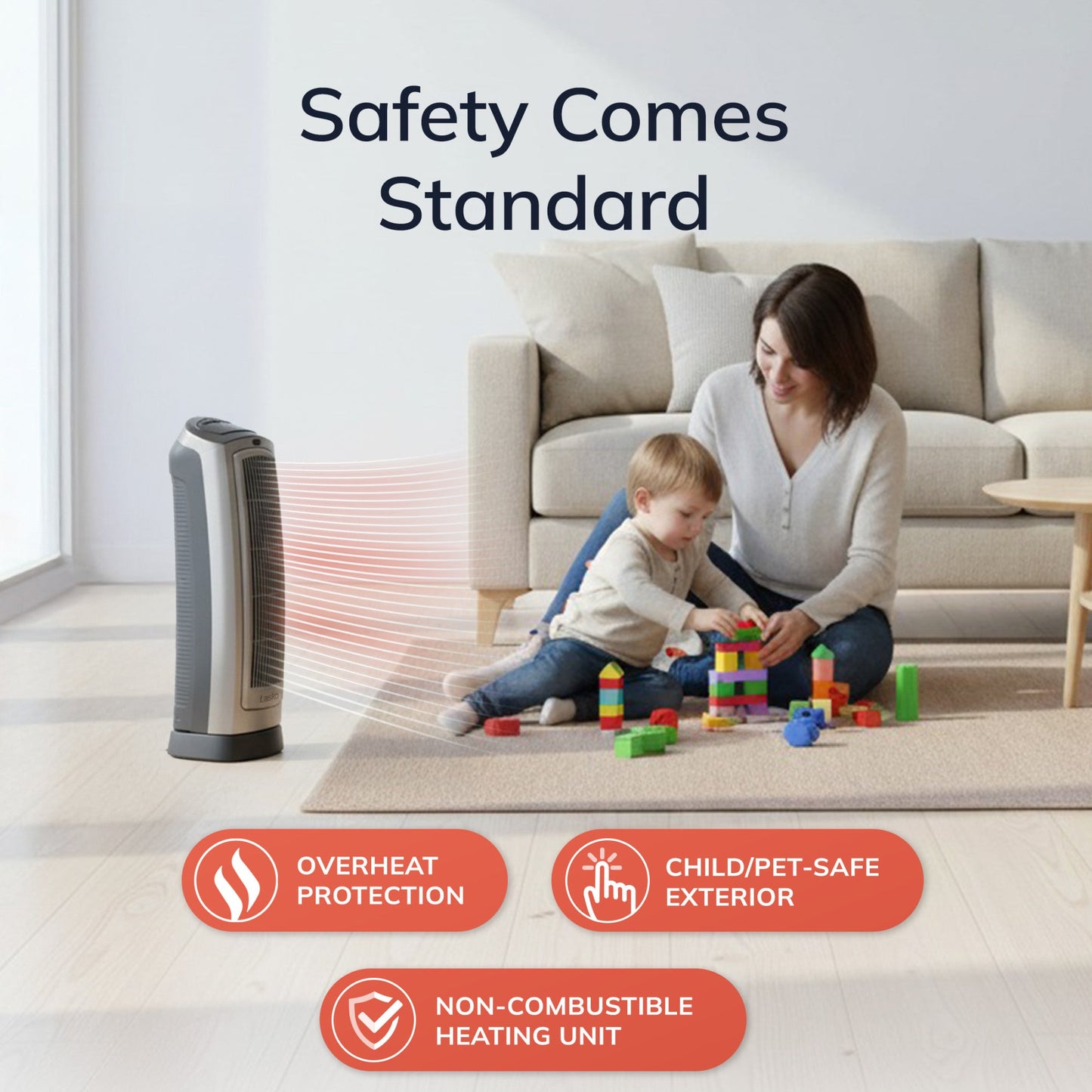 Lasko 1500W Digital Ceramic Space Heater with Remote, 755320, Silver