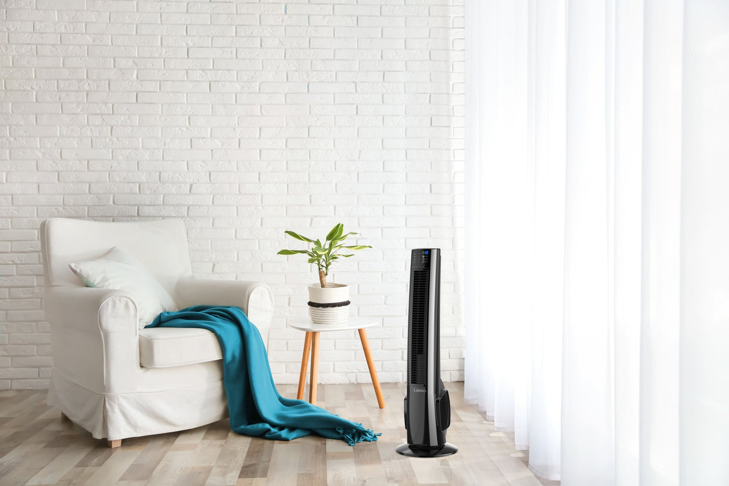 Lasko 38" Hybrid Tower Fan with Remote Control, T38415, Black/Silver