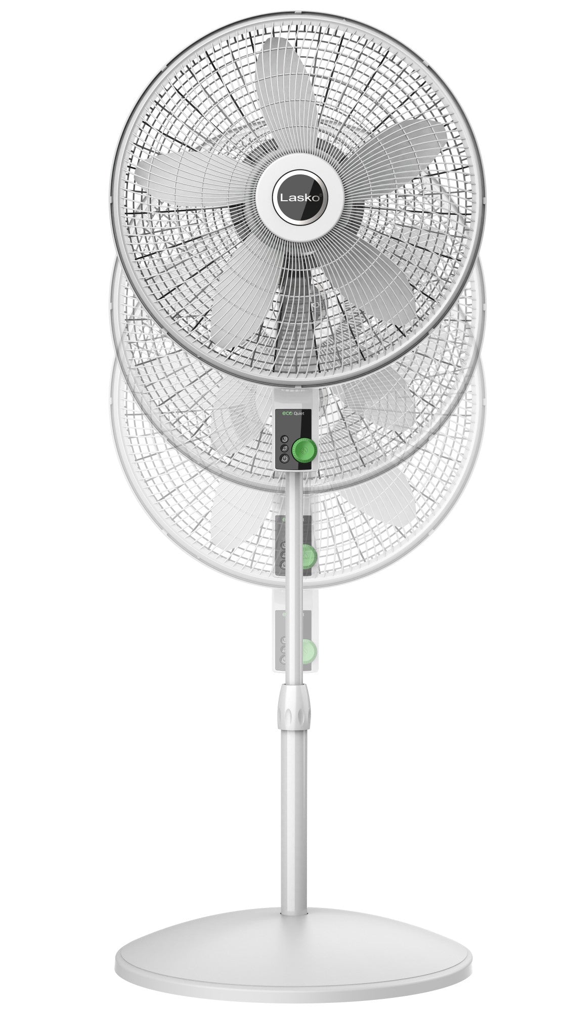 Lasko 18"  12-Speed EcoQuiet DC Motor Pedestal Fan with Remote Control, S18705, White