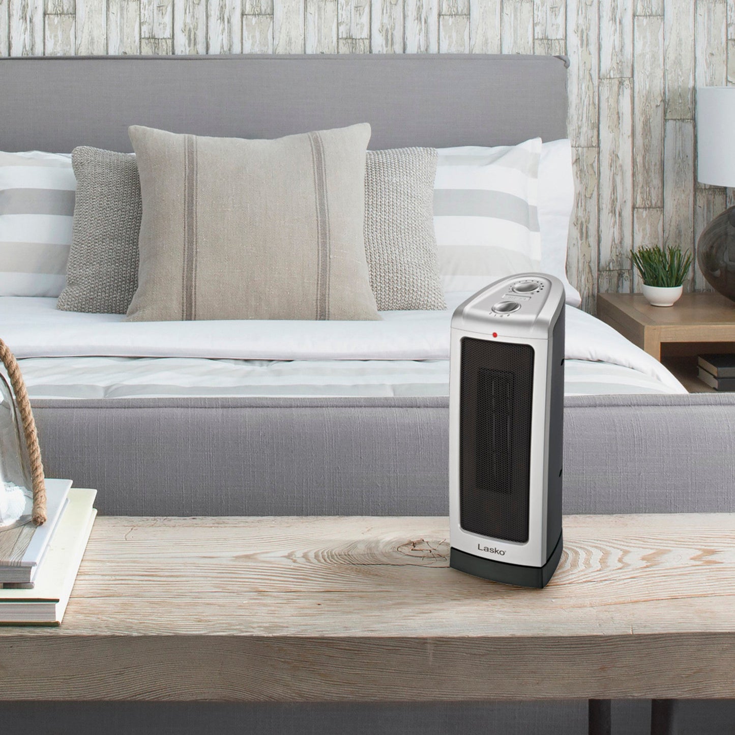 Lasko 1500W Electric Oscillating Ceramic Tower Space Heater with Thermostat, 5307, Silver