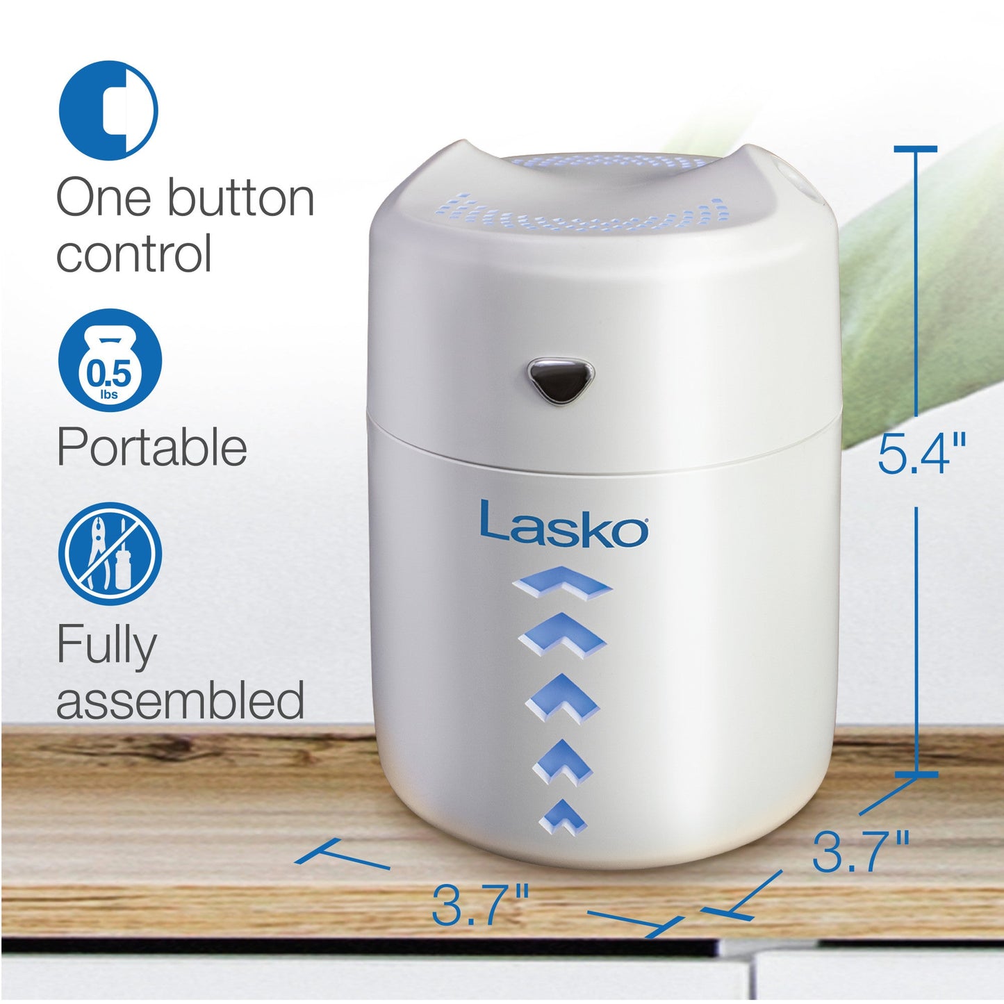 Lasko Ultrasonic Personal Cool Mist Humidifier with Nightlight, UH150, White