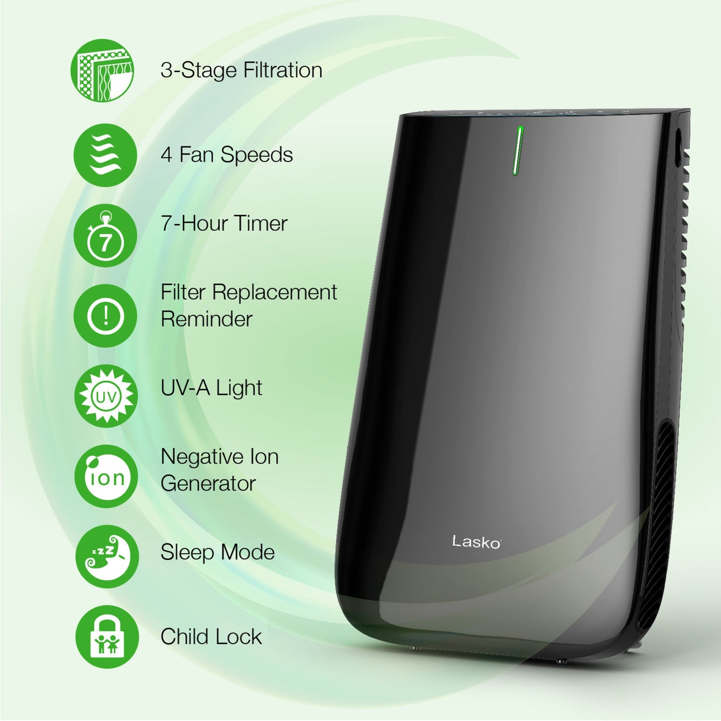 Lasko Pure Platinum Air Purifier with HEPA-Type Filtration, HF25630, Black