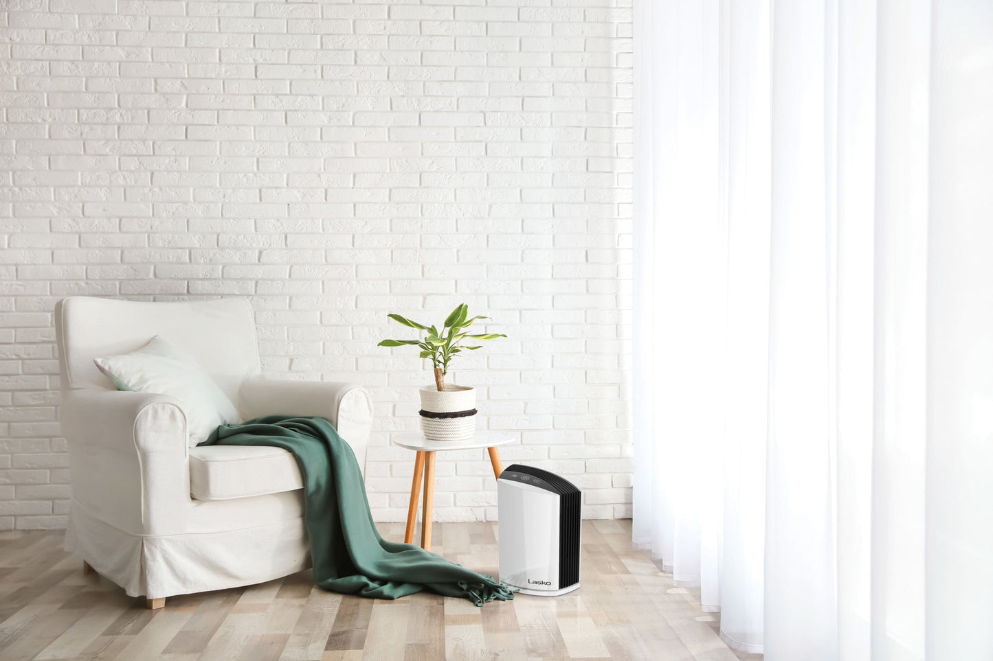 Lasko True HEPA Filter Desktop Air Purifier with Timer, LP200, White