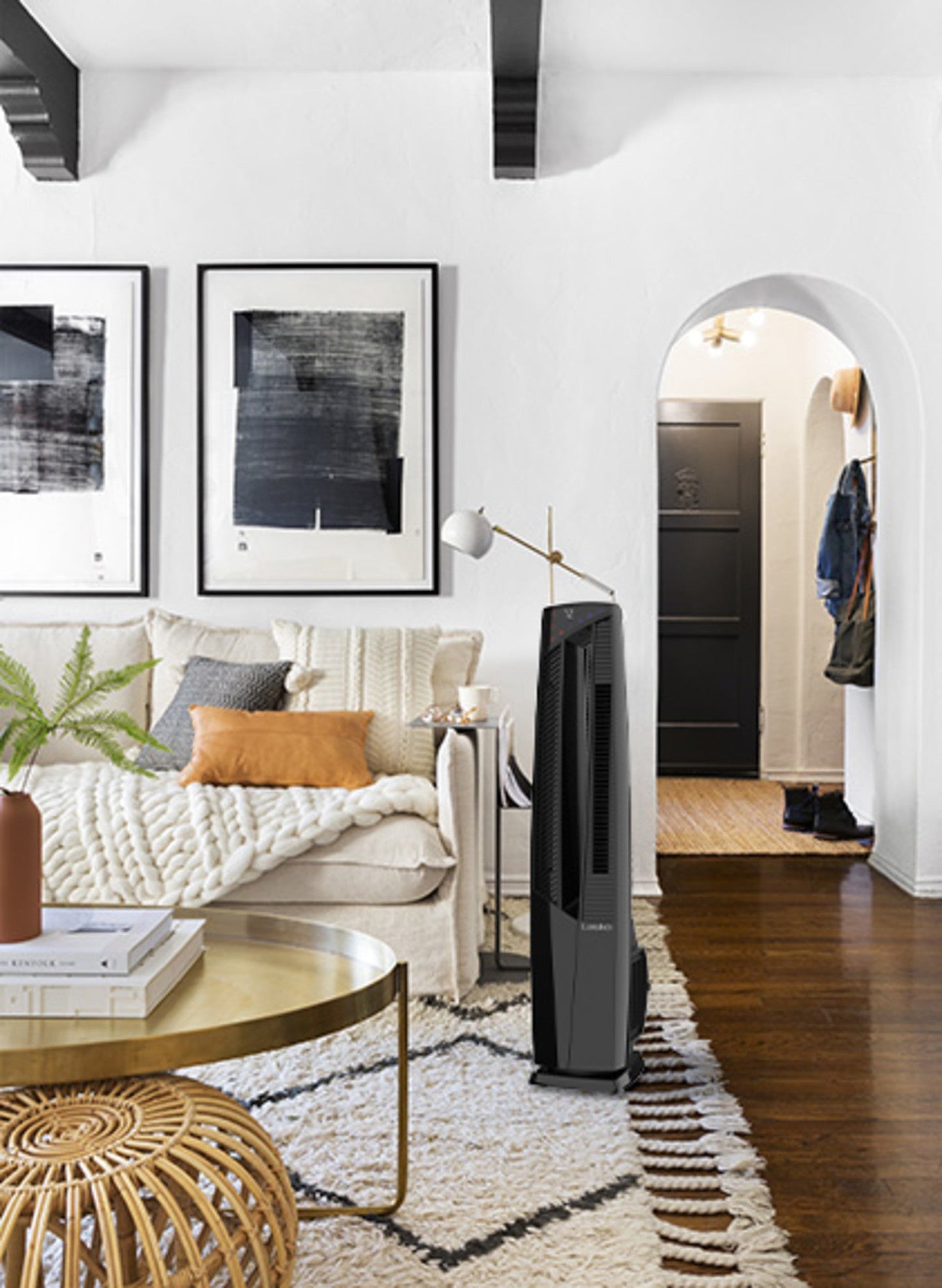 Lasko 1500W Electric Oscillating All Season Tower Fan and Space Heater with Remote, FHV801, Black