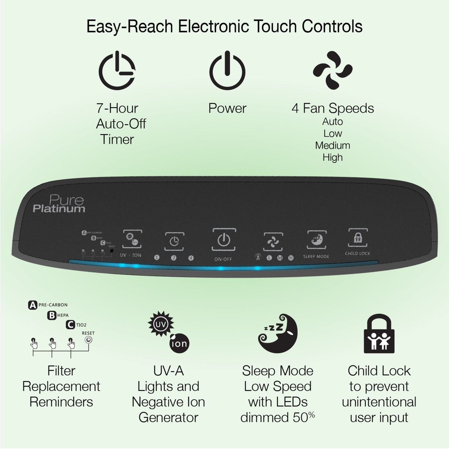 Lasko Pure Platinum Air Purifier with HEPA-Type Filtration, HF25630, Black