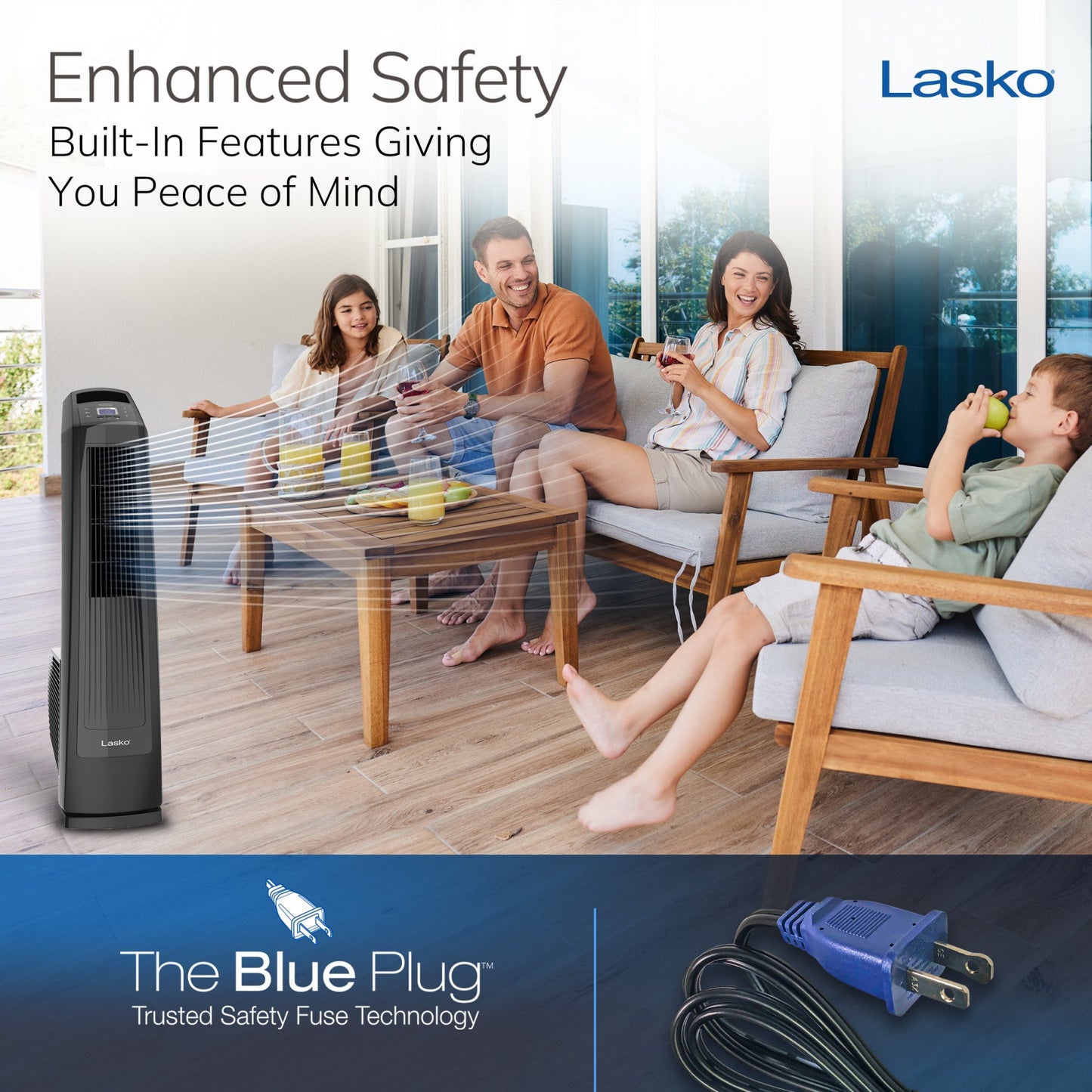 Lasko Oscillating High Velocity Fan with Remote Control, U35122, Black