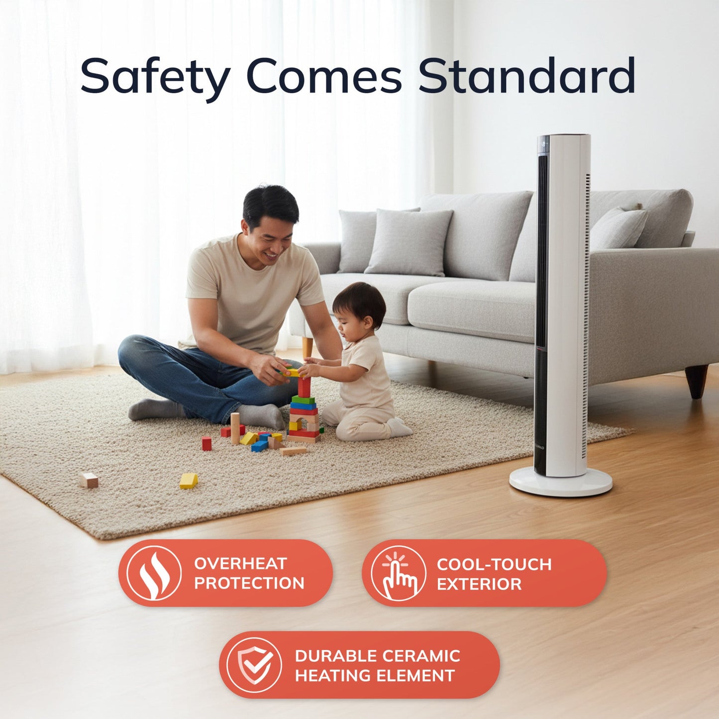 Lasko 1500W Electric All Season Tower Fan & Space Heater with Timer and  Remote, FH500, White